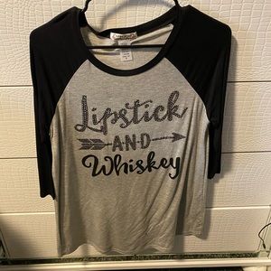 Rhinestone detail lipstick and whiskey top. Small